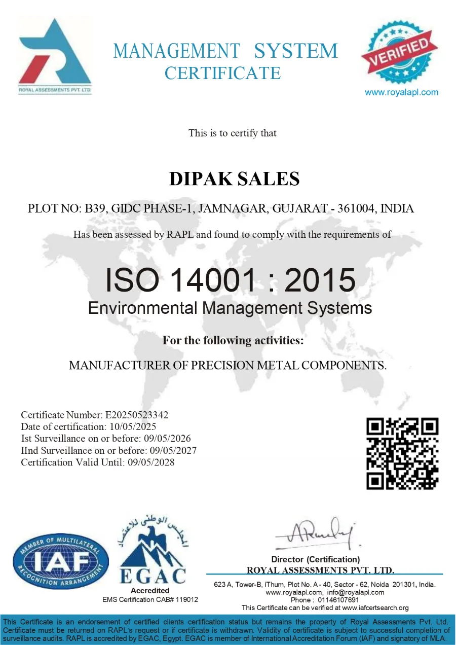 ISO 14001:2015 Certificate